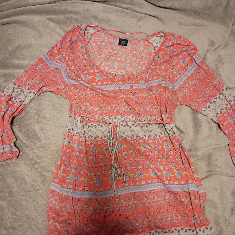Faded Glory Coral Floral Top